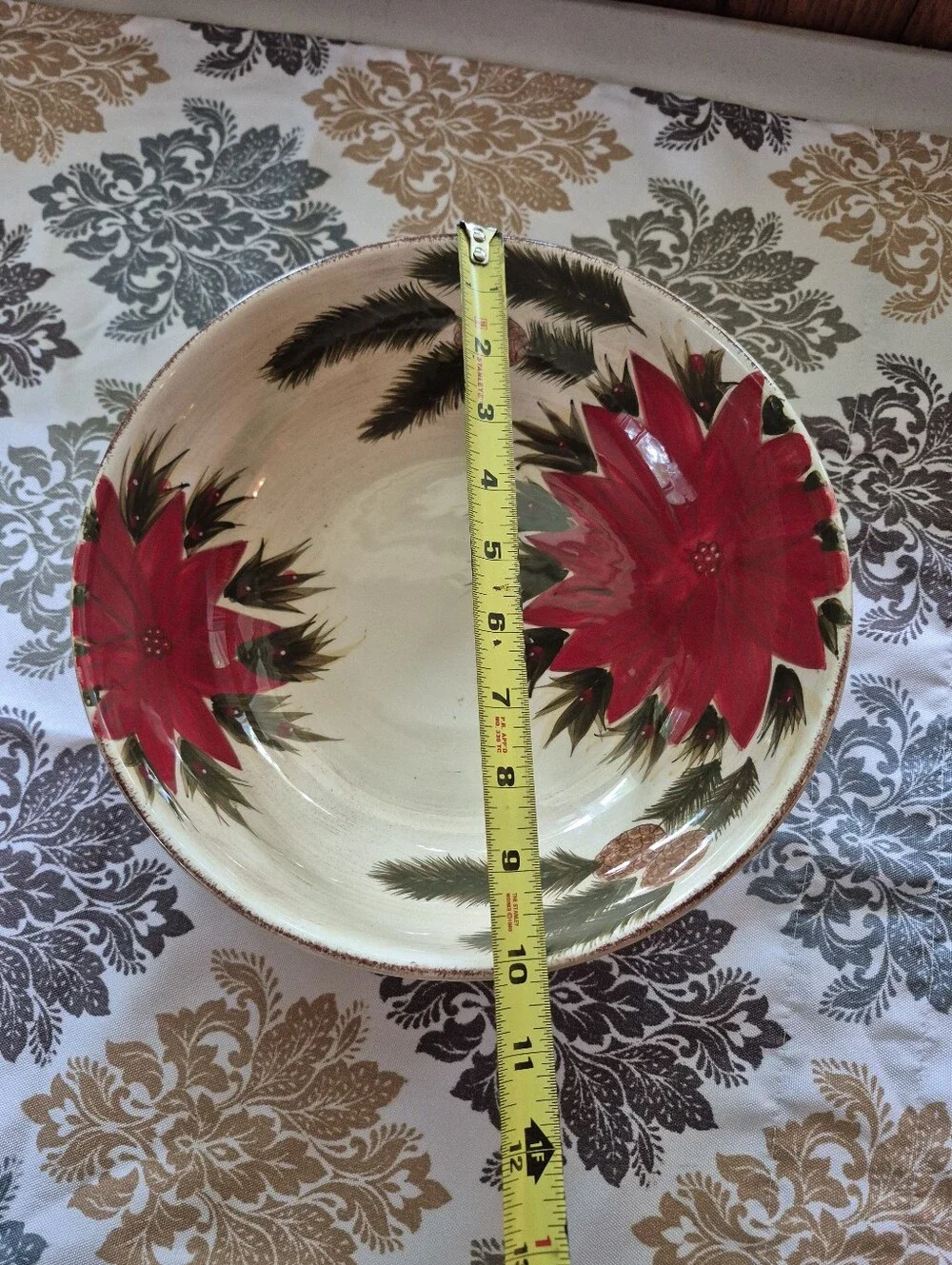❤️‍🔥 TODAY'S LIVING POINSETTIA PINE Pinecones Christmas Large Bowl
